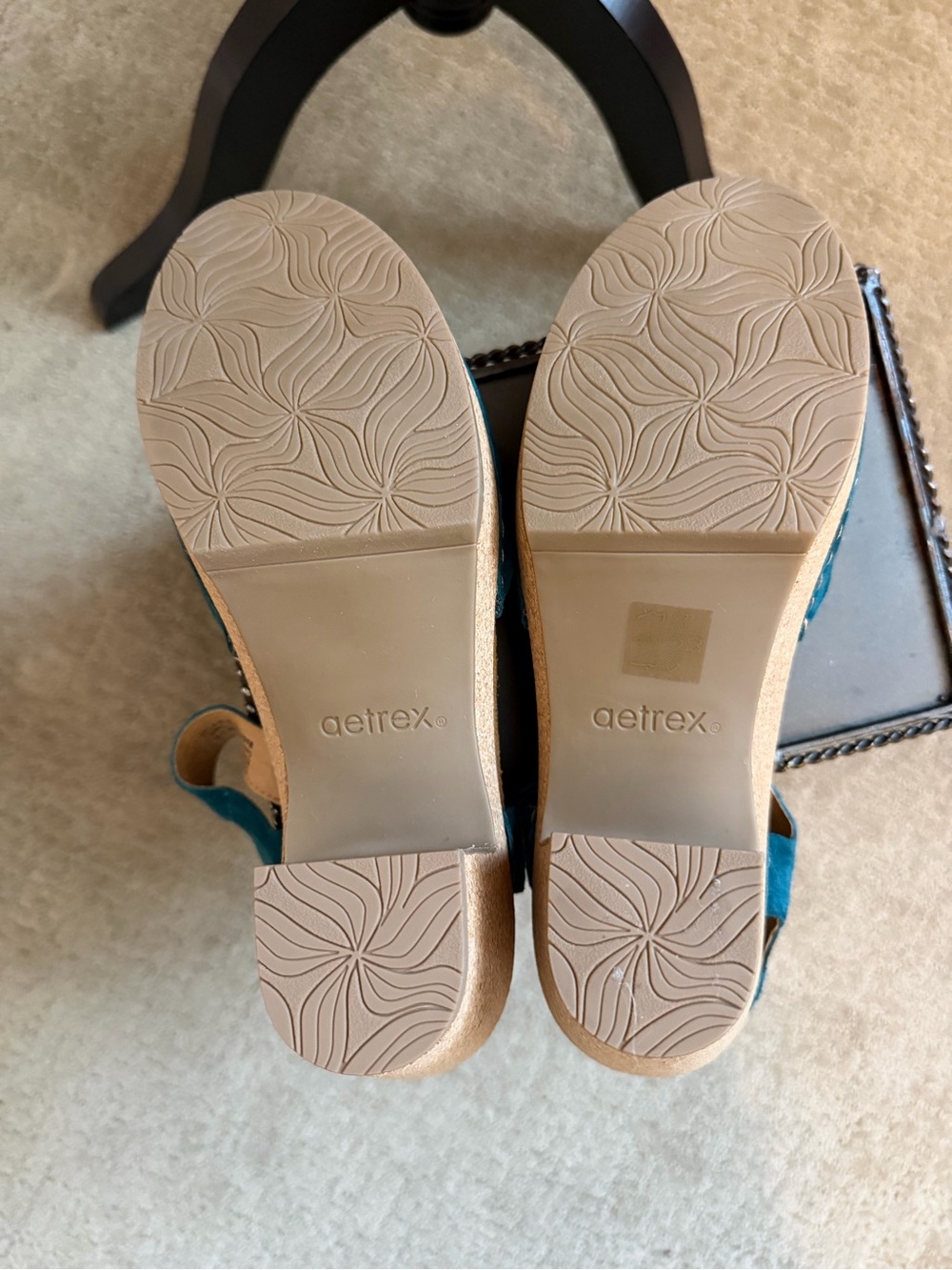 Aetrex Teal Suede Mary-Jane Platform Heels - Picture 3 of 4